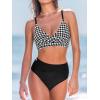 CUPSHE Women’s Bikini Sets Two Piece Swimsuit High Waisted V Neck Twist Front Adjustable Spaghetti Straps Bathing Suit(Black Houndstooth)