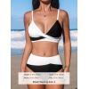 CUPSHE Women’s Bikini Sets Two Piece Swimsuit High Waisted V Neck Twist Front Adjustable Spaghetti Straps Bathing Suit(Black/White)