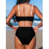 CUPSHE Women’s Bikini Sets Two Piece Swimsuit High Waisted V Neck Twist Front Adjustable Spaghetti Straps Bathing Suit(Black/White)