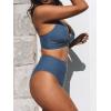 CUPSHE Women’s Bikini Sets Two Piece Swimsuit High Waisted V Neck Twist Front Adjustable Spaghetti Straps Bathing Suit(Blue)