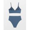 CUPSHE Women’s Bikini Sets Two Piece Swimsuit High Waisted V Neck Twist Front Adjustable Spaghetti Straps Bathing Suit(Blue)