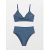 CUPSHE Women’s Bikini Sets Two Piece Swimsuit High Waisted V Neck Twist Front Adjustable Spaghetti Straps Bathing Suit(Blue)