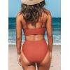 CUPSHE Women’s Bikini Sets Two Piece Swimsuit High Waisted V Neck Twist Front Adjustable Spaghetti Straps Bathing Suit(Brick Red)
