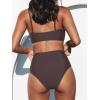 CUPSHE Women’s Bikini Sets Two Piece Swimsuit High Waisted V Neck Twist Front Adjustable Spaghetti Straps Bathing Suit(Brown)