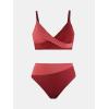 CUPSHE Women’s Bikini Sets Two Piece Swimsuit High Waisted V Neck Twist Front Adjustable Spaghetti Straps Bathing Suit(Burgundy/Brick Red)