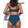 CUPSHE Women’s Bikini Sets Two Piece Swimsuit High Waisted V Neck Twist Front Adjustable Spaghetti Straps Bathing Suit(Dark Blue)