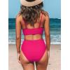 CUPSHE Women’s Bikini Sets Two Piece Swimsuit High Waisted V Neck Twist Front Adjustable Spaghetti Straps Bathing Suit(Deep Pink)