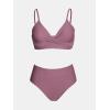 CUPSHE Women’s Bikini Sets Two Piece Swimsuit High Waisted V Neck Twist Front Adjustable Spaghetti Straps Bathing Suit(Grape Purple)