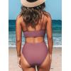 CUPSHE Women’s Bikini Sets Two Piece Swimsuit High Waisted V Neck Twist Front Adjustable Spaghetti Straps Bathing Suit(Grape Purple)