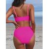 CUPSHE Women’s Bikini Sets Two Piece Swimsuit High Waisted V Neck Twist Front Adjustable Spaghetti Straps Bathing Suit(Magenta/Pink)