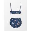 CUPSHE Women’s Bikini Sets Two Piece Swimsuit High Waisted V Neck Twist Front Adjustable Spaghetti Straps Bathing Suit(Navy Blue Floral)