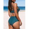 CUPSHE Women’s Bikini Sets Two Piece Swimsuit High Waisted V Neck Twist Front Adjustable Spaghetti Straps Bathing Suit(Ocean Blue)