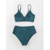 CUPSHE Women’s Bikini Sets Two Piece Swimsuit High Waisted V Neck Twist Front Adjustable Spaghetti Straps Bathing Suit(Ocean Blue)