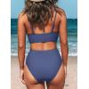 CUPSHE Women’s Bikini Sets Two Piece Swimsuit High Waisted V Neck Twist Front Adjustable Spaghetti Straps Bathing Suit(Persian Blue)