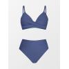 CUPSHE Women’s Bikini Sets Two Piece Swimsuit High Waisted V Neck Twist Front Adjustable Spaghetti Straps Bathing Suit(Persian Blue)