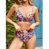 CUPSHE Women’s Bikini Sets Two Piece Swimsuit High Waisted V Neck Twist Front Adjustable Spaghetti Straps Bathing Suit(Pink Leopard)