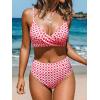 CUPSHE Women’s Bikini Sets Two Piece Swimsuit High Waisted V Neck Twist Front Adjustable Spaghetti Straps Bathing Suit(Red Gingham)