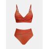 CUPSHE Women’s Bikini Sets Two Piece Swimsuit High Waisted V Neck Twist Front Adjustable Spaghetti Straps Bathing Suit(Red/Shiny)