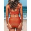 CUPSHE Women’s Bikini Sets Two Piece Swimsuit High Waisted V Neck Twist Front Adjustable Spaghetti Straps Bathing Suit(Red/Shiny)