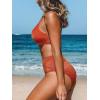 CUPSHE Women’s Bikini Sets Two Piece Swimsuit High Waisted V Neck Twist Front Adjustable Spaghetti Straps Bathing Suit(Red/Shiny)