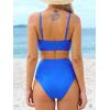CUPSHE Women’s Bikini Sets Two Piece Swimsuit High Waisted V Neck Twist Front Adjustable Spaghetti Straps Bathing Suit(Royal Blue)