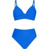 CUPSHE Women’s Bikini Sets Two Piece Swimsuit High Waisted V Neck Twist Front Adjustable Spaghetti Straps Bathing Suit(Royal Blue)