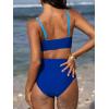 CUPSHE Women’s Bikini Sets Two Piece Swimsuit High Waisted V Neck Twist Front Adjustable Spaghetti Straps Bathing Suit(Sky Blue/Azure Blue)