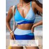 CUPSHE Women’s Bikini Sets Two Piece Swimsuit High Waisted V Neck Twist Front Adjustable Spaghetti Straps Bathing Suit(Sky Blue/Azure Blue)