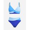 CUPSHE Women’s Bikini Sets Two Piece Swimsuit High Waisted V Neck Twist Front Adjustable Spaghetti Straps Bathing Suit(Sky Blue/Azure Blue)