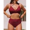 CUPSHE Women’s Bikini Sets Two Piece Swimsuit High Waisted V Neck Twist Front Adjustable Spaghetti Straps Bathing Suit(Wine Red)