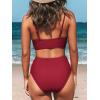 CUPSHE Women’s Bikini Sets Two Piece Swimsuit High Waisted V Neck Twist Front Adjustable Spaghetti Straps Bathing Suit(Wine Red)