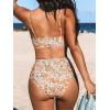 CUPSHE Women’s Bikini Sets Two Piece Swimsuit High Waisted V Neck Twist Front Adjustable Spaghetti Straps Bathing Suit(Yellow Floral)