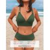 CUPSHE Women’s Bikini Sets Two Piece Swimsuit Plunging Neck Textured Bathing Suit Cross Back Self Tie Mid Rise Swimwear(Olive Green)