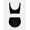 CUPSHE Women’s Bikini Sets Two Piece Swimsuit Scoop Neck Tank Wide Straps Midkini Stitching(Black)