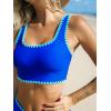 CUPSHE Women’s Bikini Sets Two Piece Swimsuit Scoop Neck Tank Wide Straps Midkini Stitching(Lapis Blue)