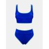 CUPSHE Women’s Bikini Sets Two Piece Swimsuit Scoop Neck Tank Wide Straps Midkini Stitching(Lapis Blue)