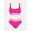 CUPSHE Women’s Bikini Sets Two Piece Swimsuit Scoop Neck Tank Wide Straps Midkini Stitching(Magenta/Pink)
