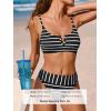 CUPSHE Women’s Bikini Sets Two Piece Swimsuit Scoop Neck V Wire High Waisted Color Block Adjustable Straps Textured(Black/White Striped)