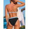 CUPSHE Women’s Bikini Sets Two Piece Swimsuit Sexy Bathing Suits V Neck Back Hook Adjustable Straps Color Block(Black/Color Block)