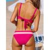 CUPSHE Women’s Bikini Sets Two Piece Swimsuit V Neck Colorblock Sexy Bathing Suit Ruched Back Tie Mid Rise(Hot Pink/Light Pink)