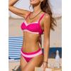 CUPSHE Women’s Bikini Sets Two Piece Swimsuit V Neck Colorblock Sexy Bathing Suit Ruched Back Tie Mid Rise(Hot Pink/Light Pink)