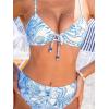 CUPSHE Women’s Bikini Sets Two Piece Swimsuit V Neck Underwire High Waisted Crisscross Adjustable Straps Back Hook(White/Blue Floral)