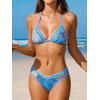 CUPSHE Women’s Bikini Sets Two Piece Swimsuits Halter Neck Adjustable Strappy Low Rise Swimwear(Blue/Paisley)