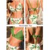 CUPSHE Women’s Bikini Sets V Wire V Neck Two Piece Swimsuit Reversible Top Crisscross Self Tie Bathing Suit(Green Tropical)