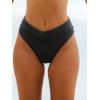CUPSHE Women’s Bikini Swimsuit Black High Waisted High Cut Cheeky V Cut Bikini Bottom(Black)