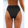 CUPSHE Women’s Bikini Swimsuit Black High Waisted High Cut Cheeky V Cut Bikini Bottom(Black)