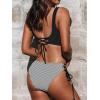 CUPSHE Women’s Bikini Swimsuit Front Cross Lace Up Two Piece Bathing Suit(Black / Stripe)