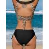 CUPSHE Women’s Bikini Swimsuit Front Cross Lace Up Two Piece Bathing Suit(Black/Beige Geo)