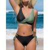 CUPSHE Women’s Bikini Swimsuit Front Cross Lace Up Two Piece Bathing Suit(Black/Dark Green)