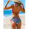CUPSHE Women’s Bikini Swimsuit Front Cross Lace Up Two Piece Bathing Suit(Brick Red/Blue)